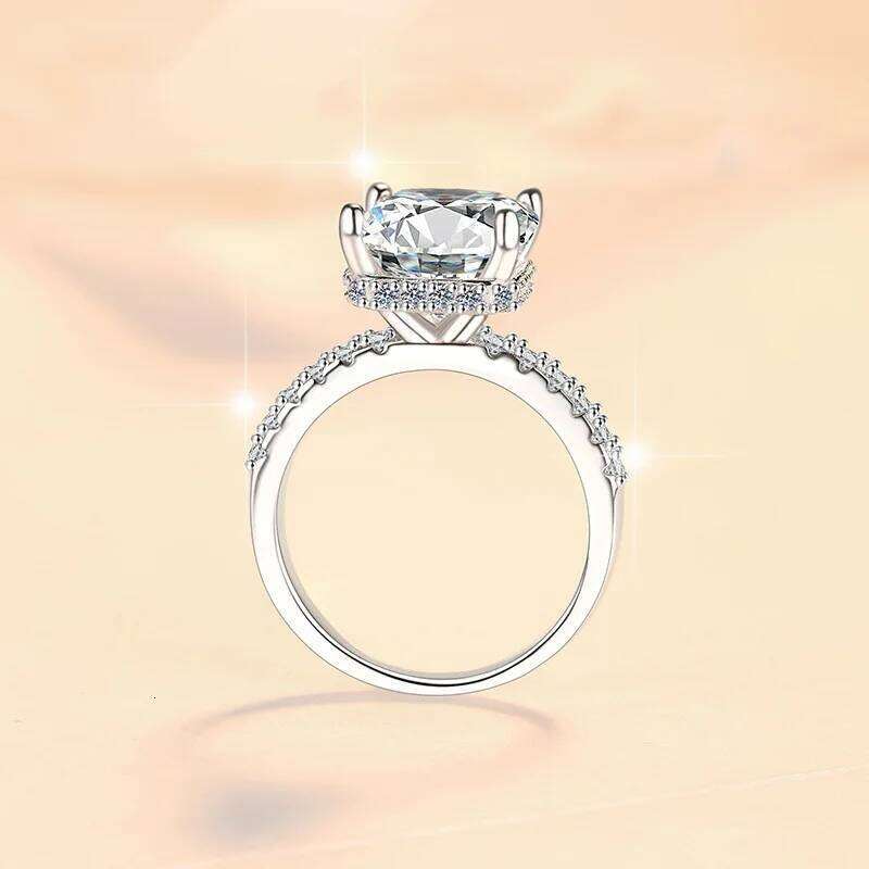 10ct D Color Moissanite Engagement Ring for Women 925 Sterling Silver Gold Plated Solitaire Rings Wholesale 296