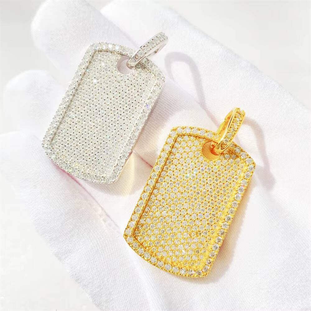 Hip New Hanging Fashion Copper Inlaid MoissaniteVVS square Brand Hip Hop Necklace