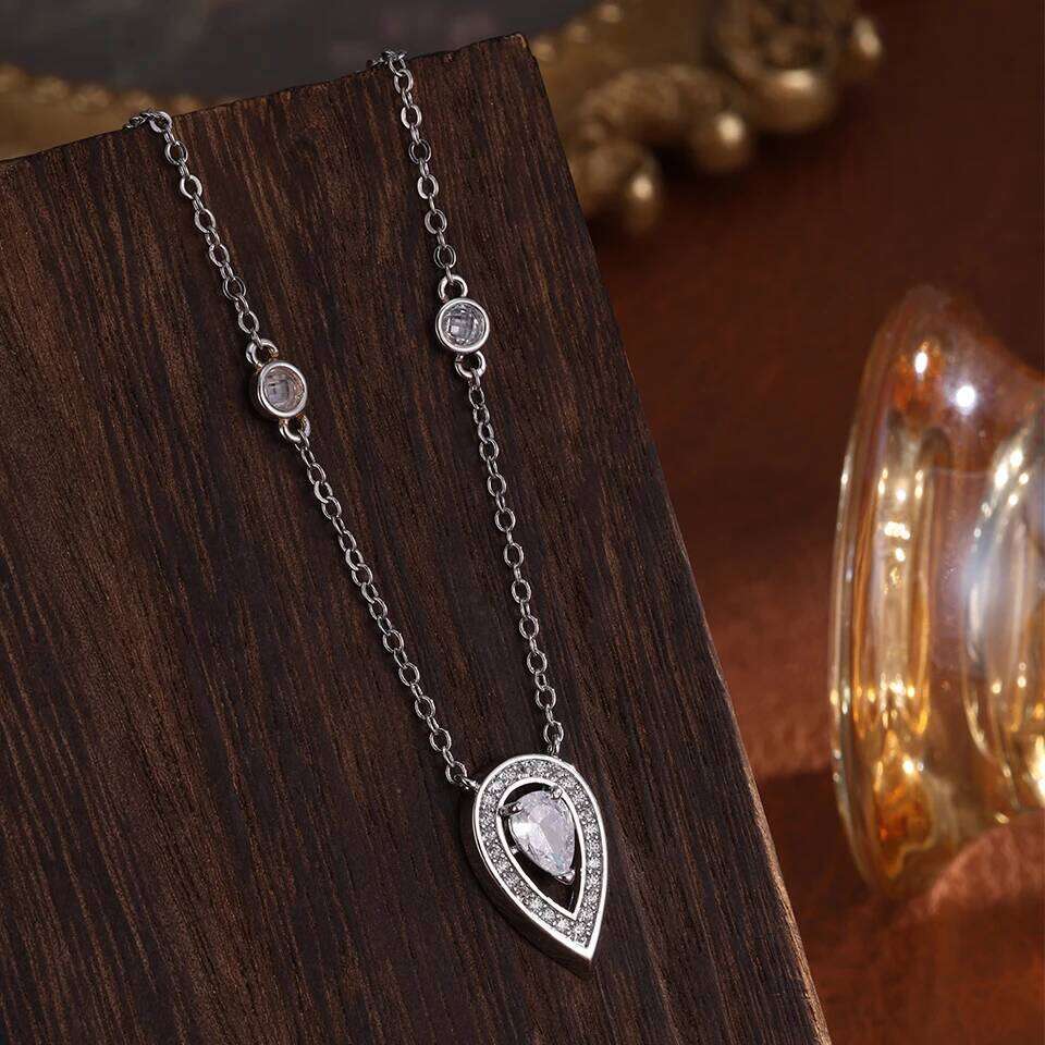 ZAKOL Elegant Big Water Drop Zircon Inlaid Pendant Necklace for Women Fashion Party Wedding Collar Jewelry