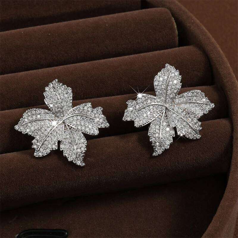 ZAKOL New Sparkling Micropaved Zirconia Leaf Flower Earrings Elegant Luxury Glamor Wedding Party Jewelry For Women