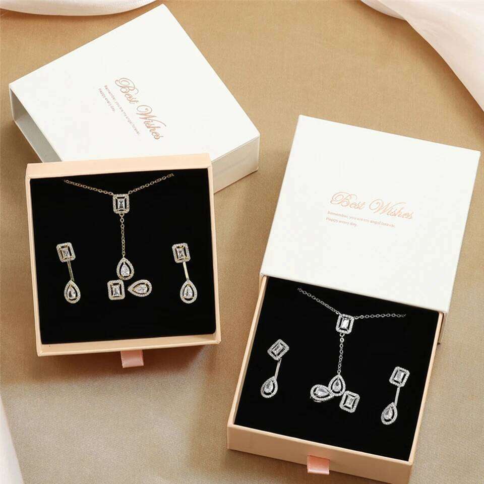 ZAKOL Brand Zircon Wedding Party 4pcs Jewelry Set With Box Shiny Silver Color CZ Engagement Accessories Gift For Women