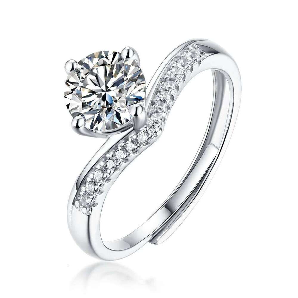 0.5-3ct D Color Moissanite Engagement Ring for Women 925 Sterling Silver Gold Plated Solitaire Rings Wholesale 05c