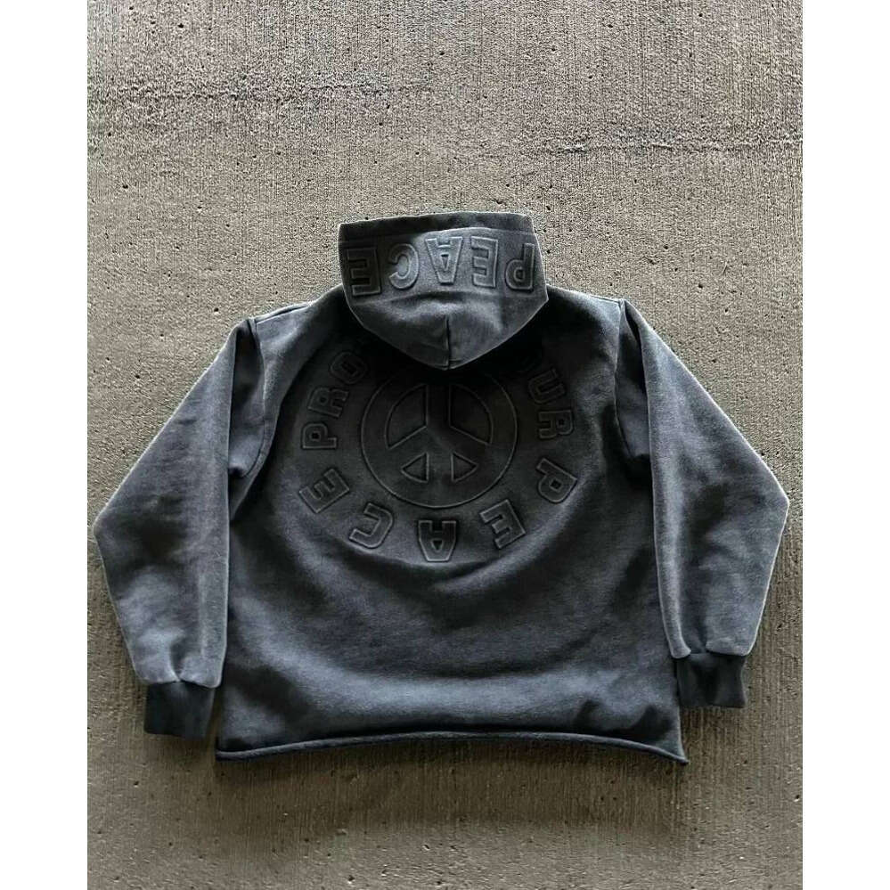 2024 High Street Trend Vintage Alphabet Embroidery Hoodie for Men Y2k Goth Harajuku Fashion Coat Couple Casual Loose Sweatshirt Zhehan