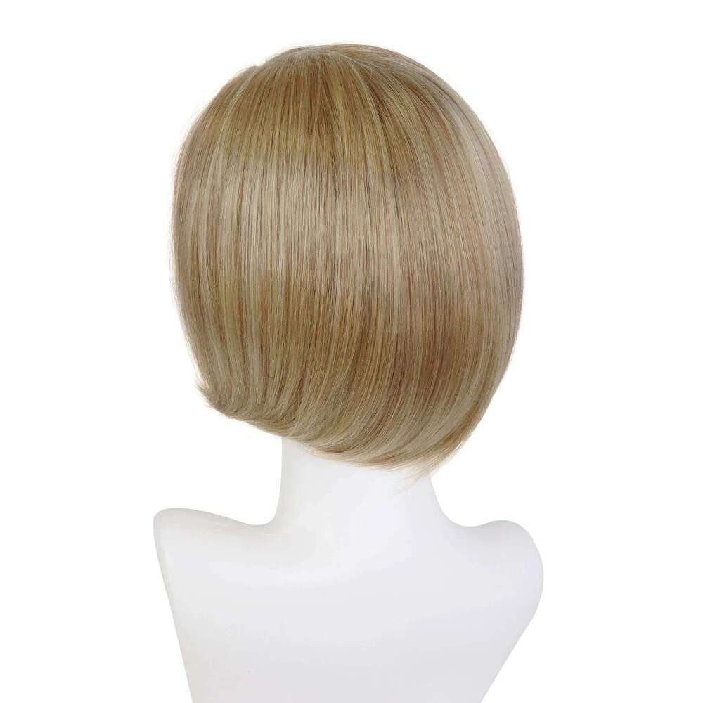Short Bob Wig with Bangs for Women Synthetic Hair Mixed Blond Natural Hairstyles Heat Resistant Straight Replacement Wigs
