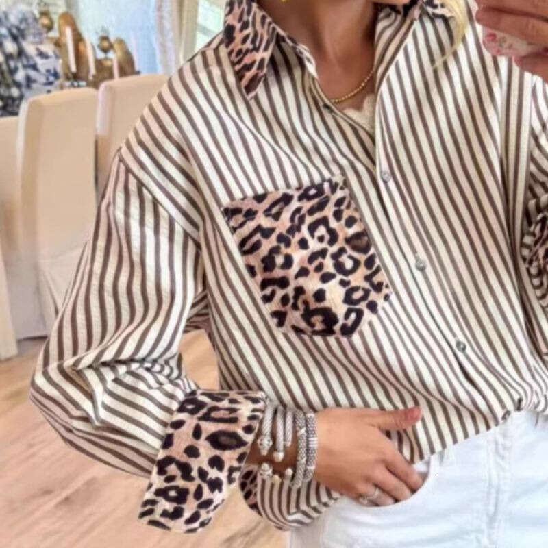 Women Pullover Hoodie Printed Sweatshirt K Fashionable Women S Casual Long Sleeved Leopard Print Splice Cardigan With Striped Shirt Top