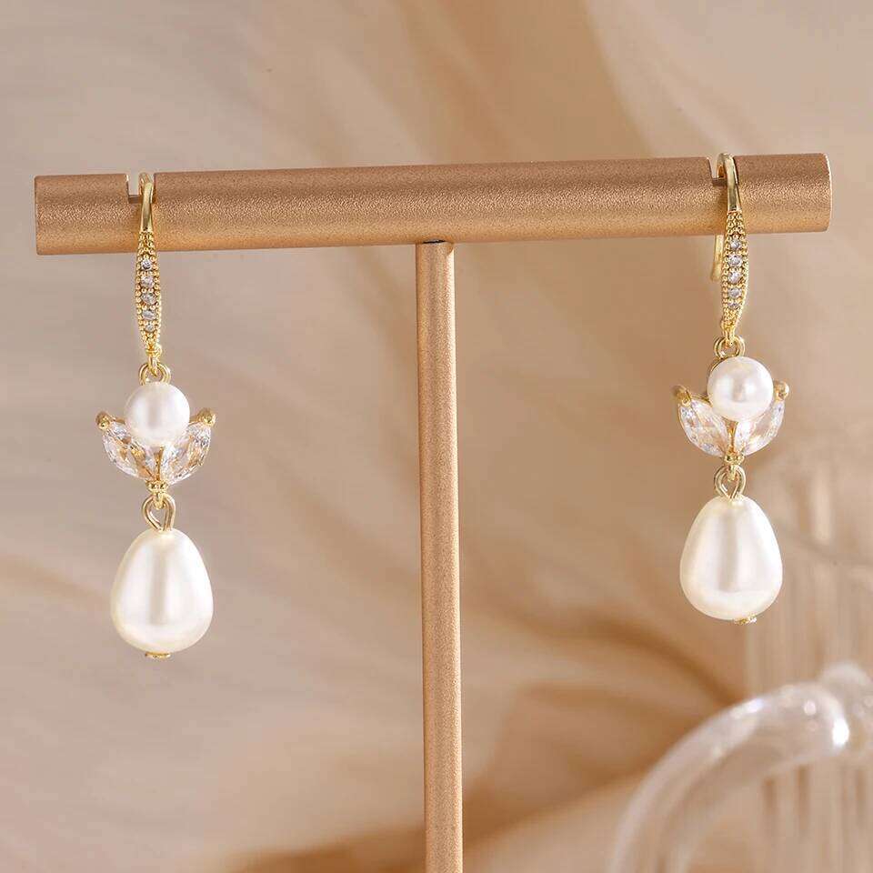 ZAKOL New Glorious Shiny Zircon Smooth Imitation Pearls Drop Earrings for Women Fashion Elegance Wedding Party Jewelry Gift