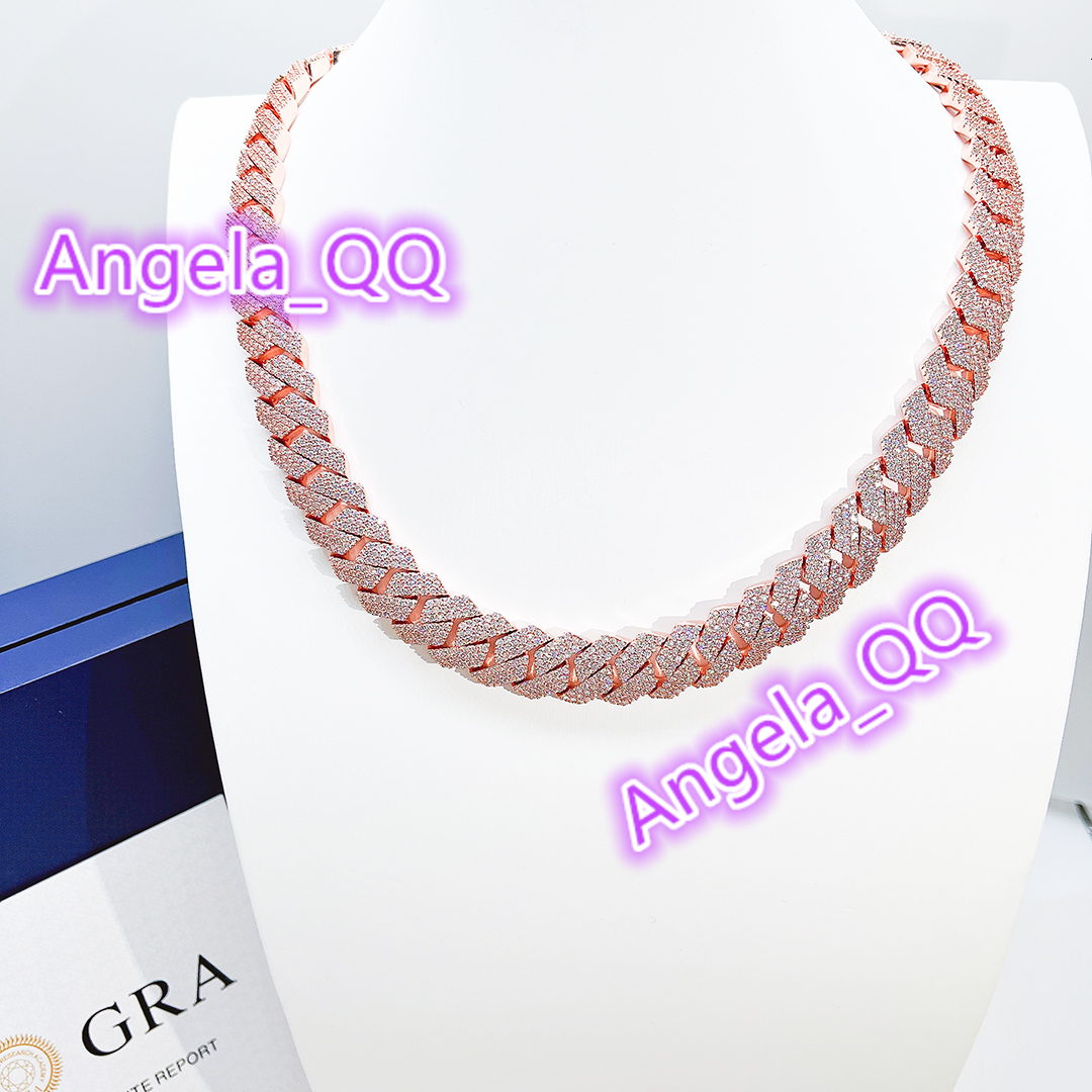 Hip Hop Jewelry 15mm Pass Diamond Test VVS Moissanite Diamond Iced Out Necklace Custom Men 925 Silver Cuban Link Chain