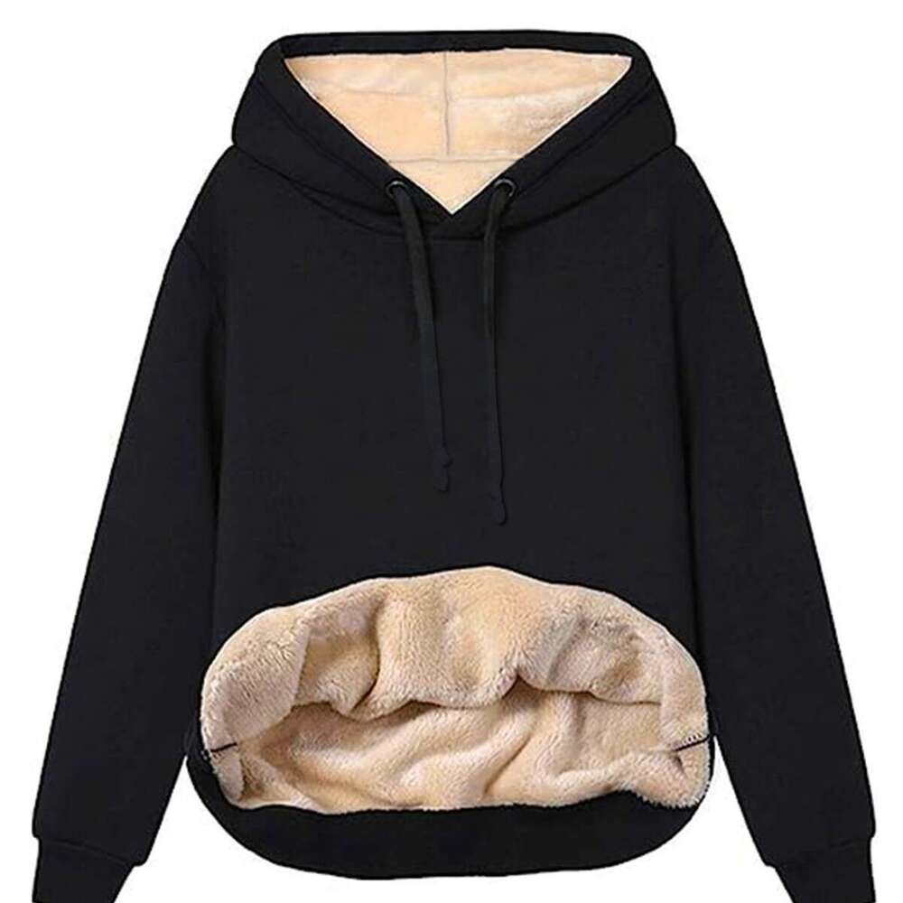 European and American Cross-Border Amazon Hot-Selling Winter Women's Warm Lamb Wool Pocket Hooded Sweatshirt Jacket