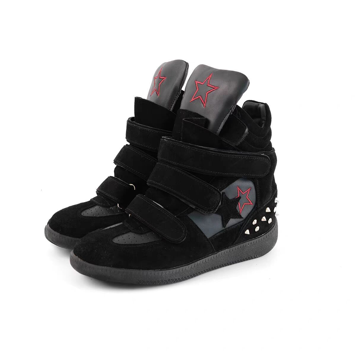 2025 Designer Fashion New Invisible Height Increasing Leather Women's Thick Bottom High Top Casual Shoes