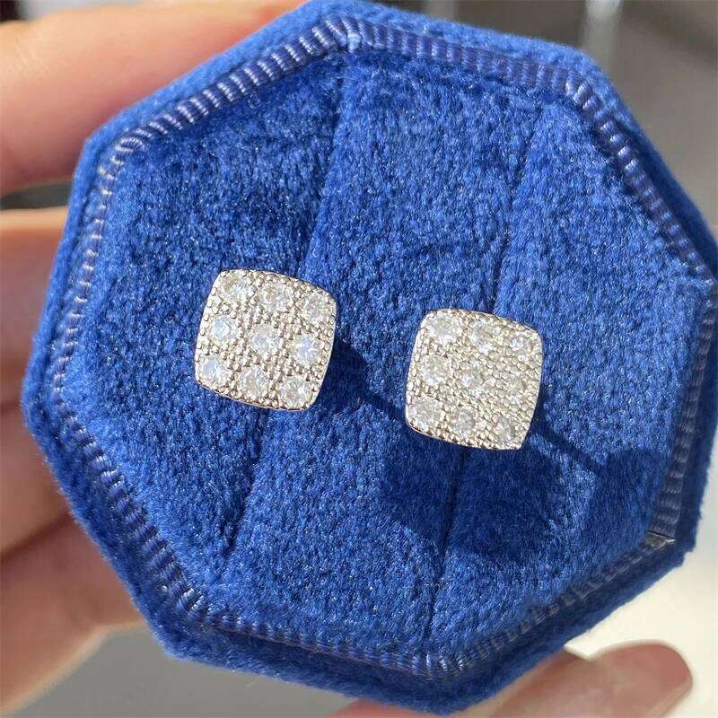 ZAKOL Simple Square-shaped Stud Earrings for Women Inlaid Shiny CZ Versatile Ear Piercing Accessories Fashion Jewelry Gift