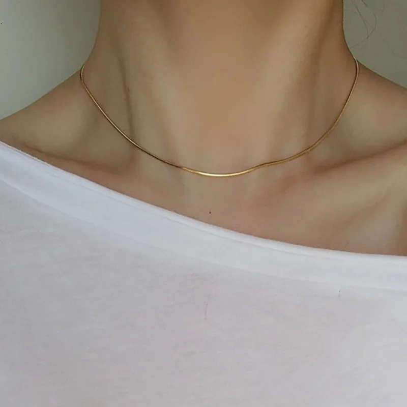 Exquisite Gold Plated Stainless Steel Thin Chain Necklace for Women Simple Style Clavicle Chain Female Jewelry 251223