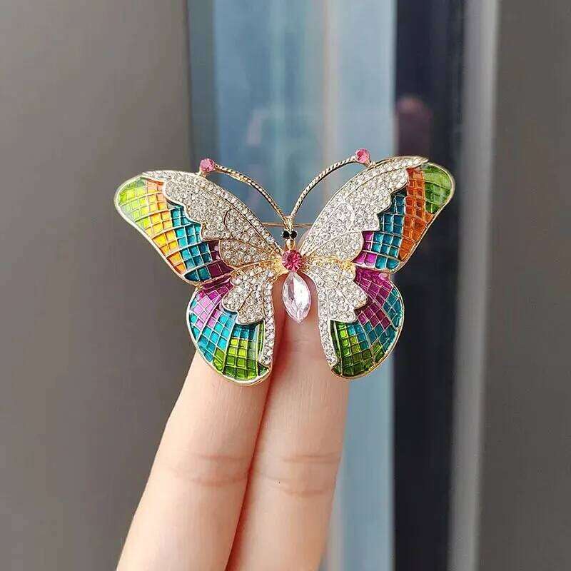 Trendy Multicolour Alloy Butterfly Brooches For Women Metal Crystal Insect Brooch Party Birthday Winter Jewelry