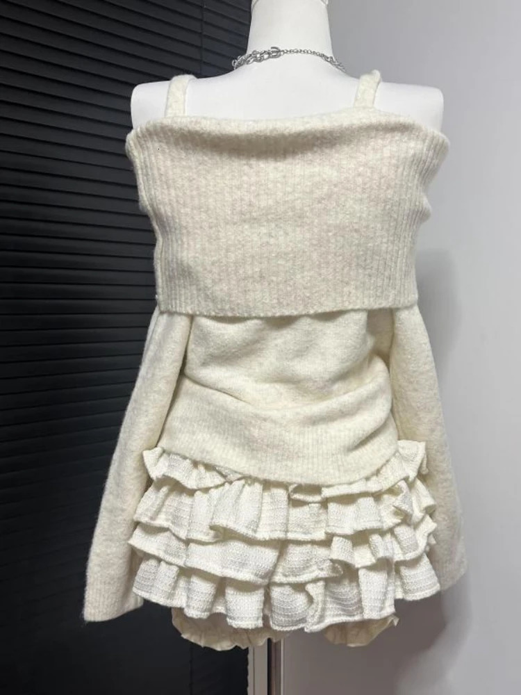 Sweet Slash Neck Sweater Women Kawaii Single Breasted Y2k Aesthetic Off Shoulder Slim Tops Sweater Fairy Bow Knitwear Jumper 251215