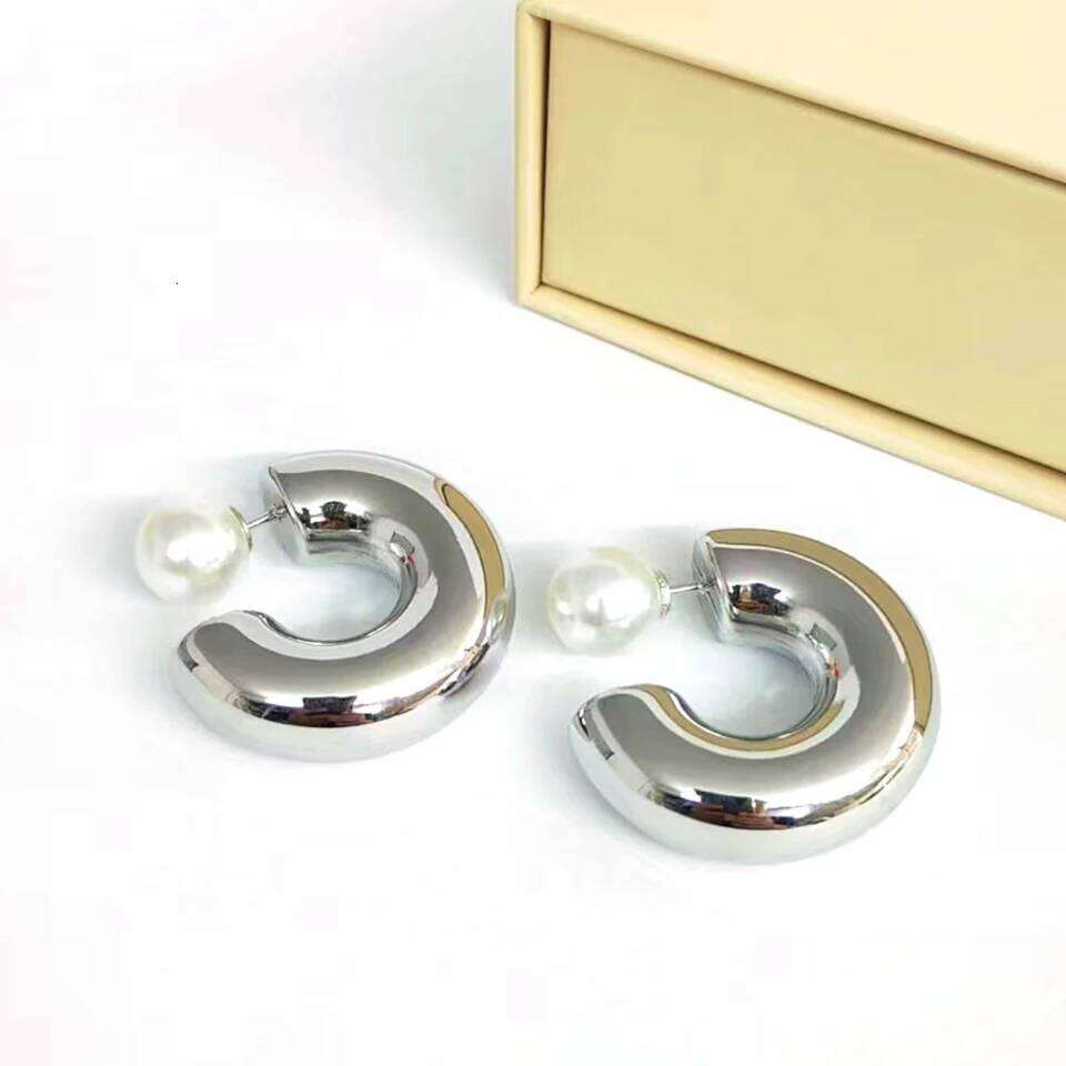 ZAKOL Chunky 316L Stainless Steel CC Hoop Earrings With Detachable Pearl Earplugs Personalized Gold Color Everyday Jewelry