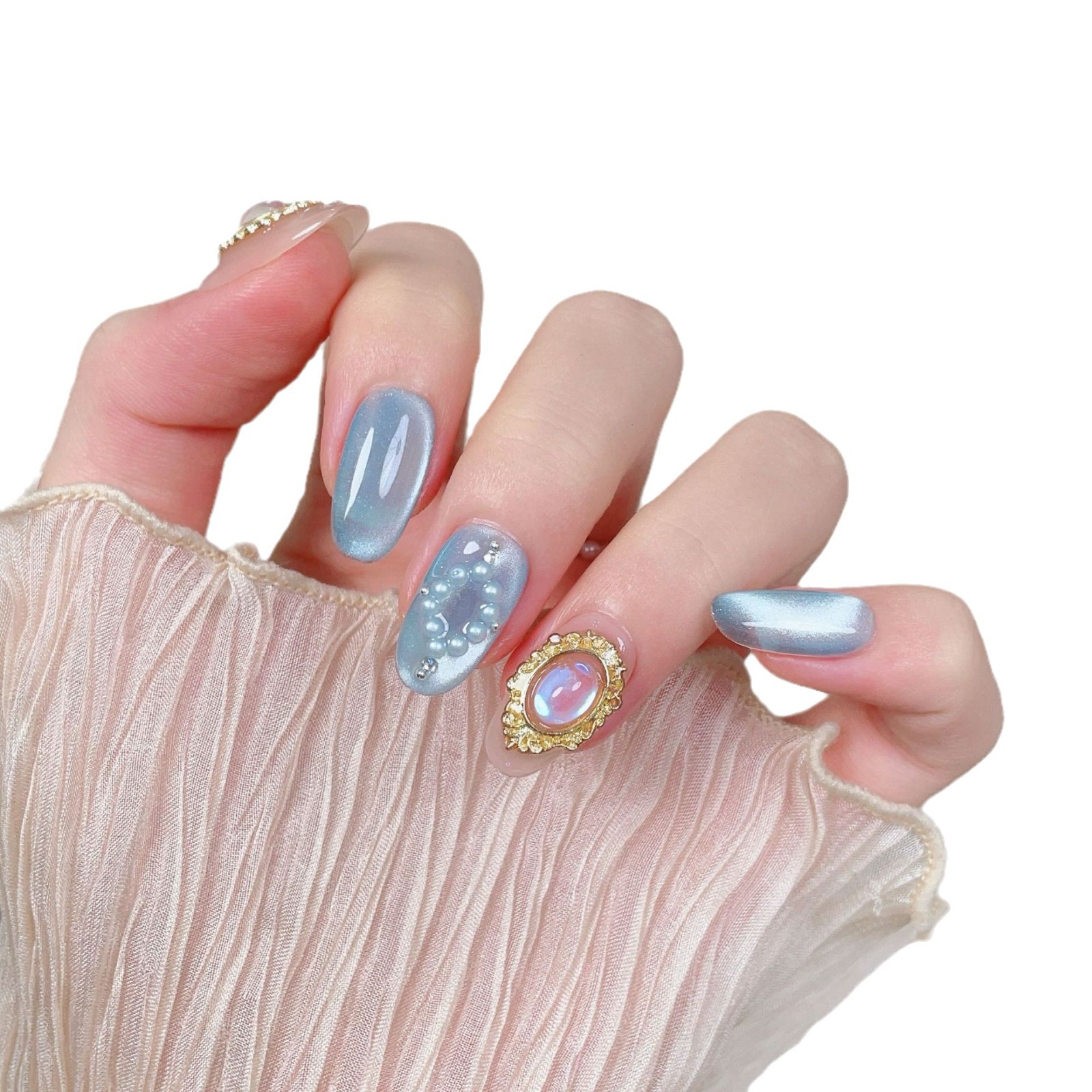 luxury diy craftable artificial golden glittery magic eyes clawon acrylic decorative tips