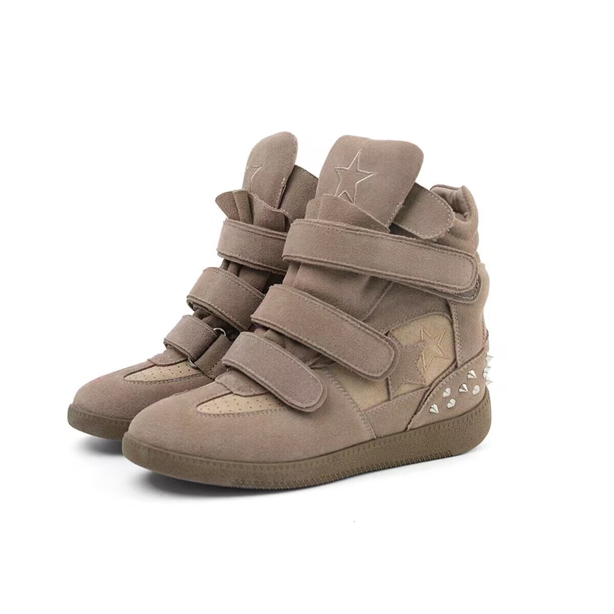 2025 Designer Fashion New Invisible Height Increasing Leather Women's Thick Bottom High Top Casual Shoes