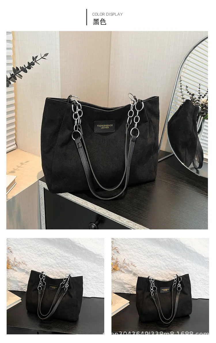 Large-Volume Suede Stylish Commuter Tote Bag For Ladies With One Shoulder Bag 251225