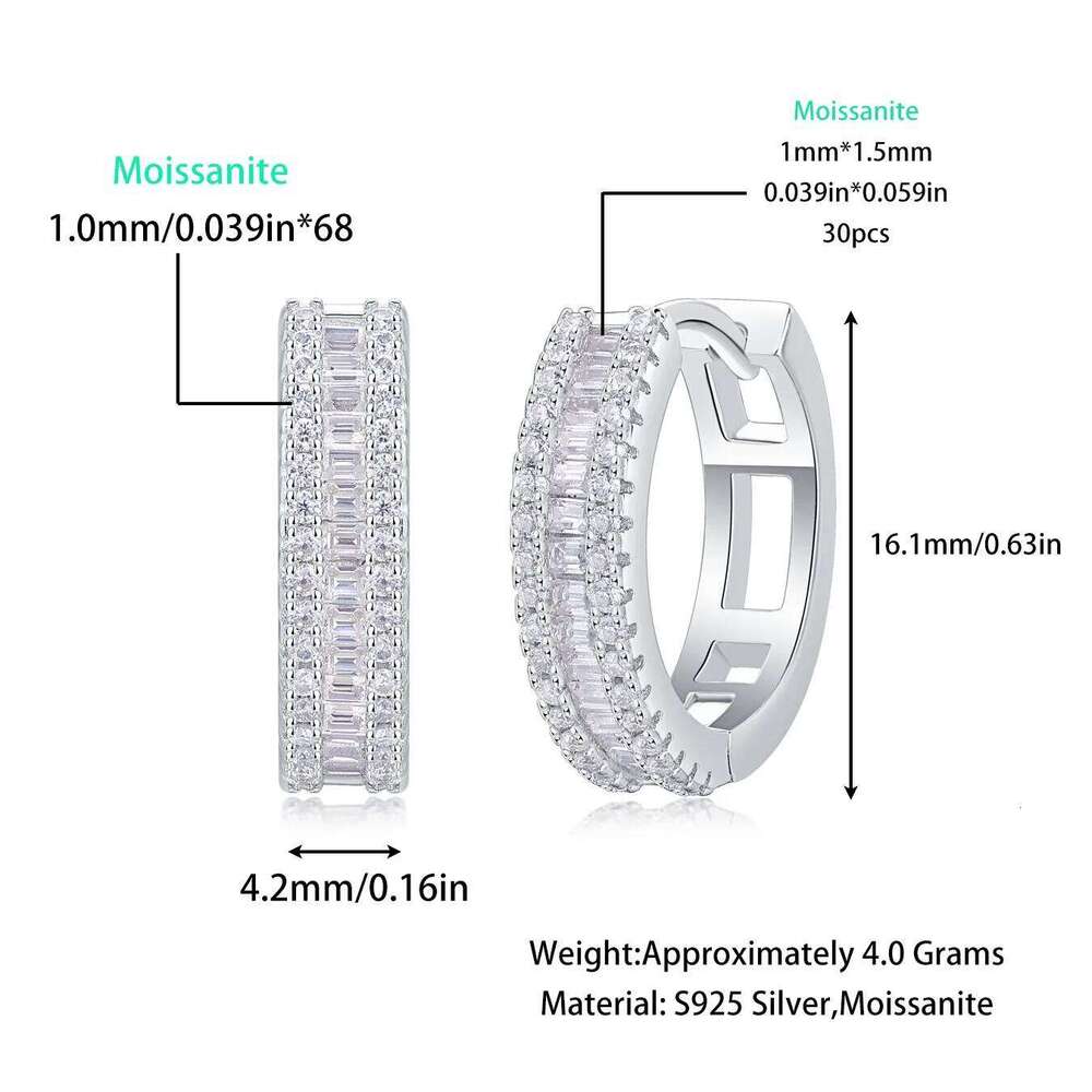 Moissanite Earrings for Women Lab Grown Diamond Ear Studs 925 Sterling Silver Fine Jewelry Gift f77