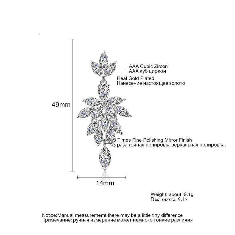 ZAKOL Korea Marquise Zircon Leaf Dangle Earrings for Women Fashion Bridal Wedding Party Jewelry Drop Shipping EP2168