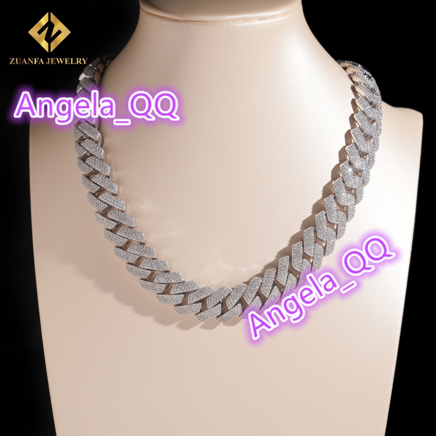 Luxury VVS 15mm Miami Hip Hop Fine Jewelry Lab Moissanite Diamond Men Necklace Cuban Link Chain