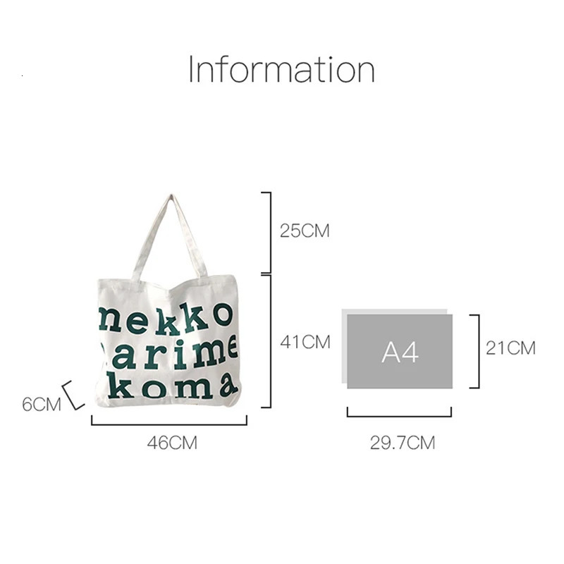 Womens Large Capacity Shoulder Bag - Canvas Harajuku Style with Letter Print and Zipper Closure 251225