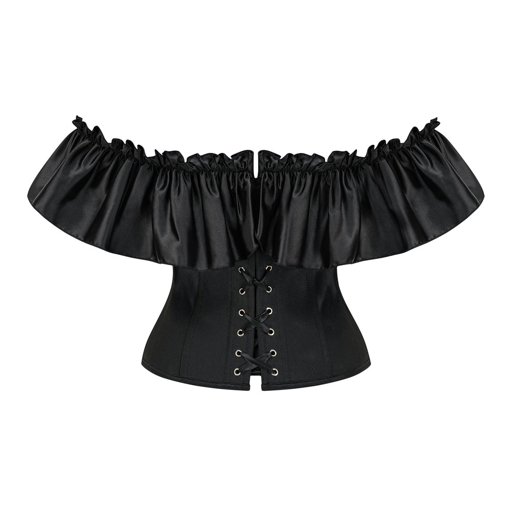 New Chic Ladies' Off Shoulder Satin Overbust Corset with Back Adjustable Strap Support Elegant Clubwear Ideal For Events and Parties