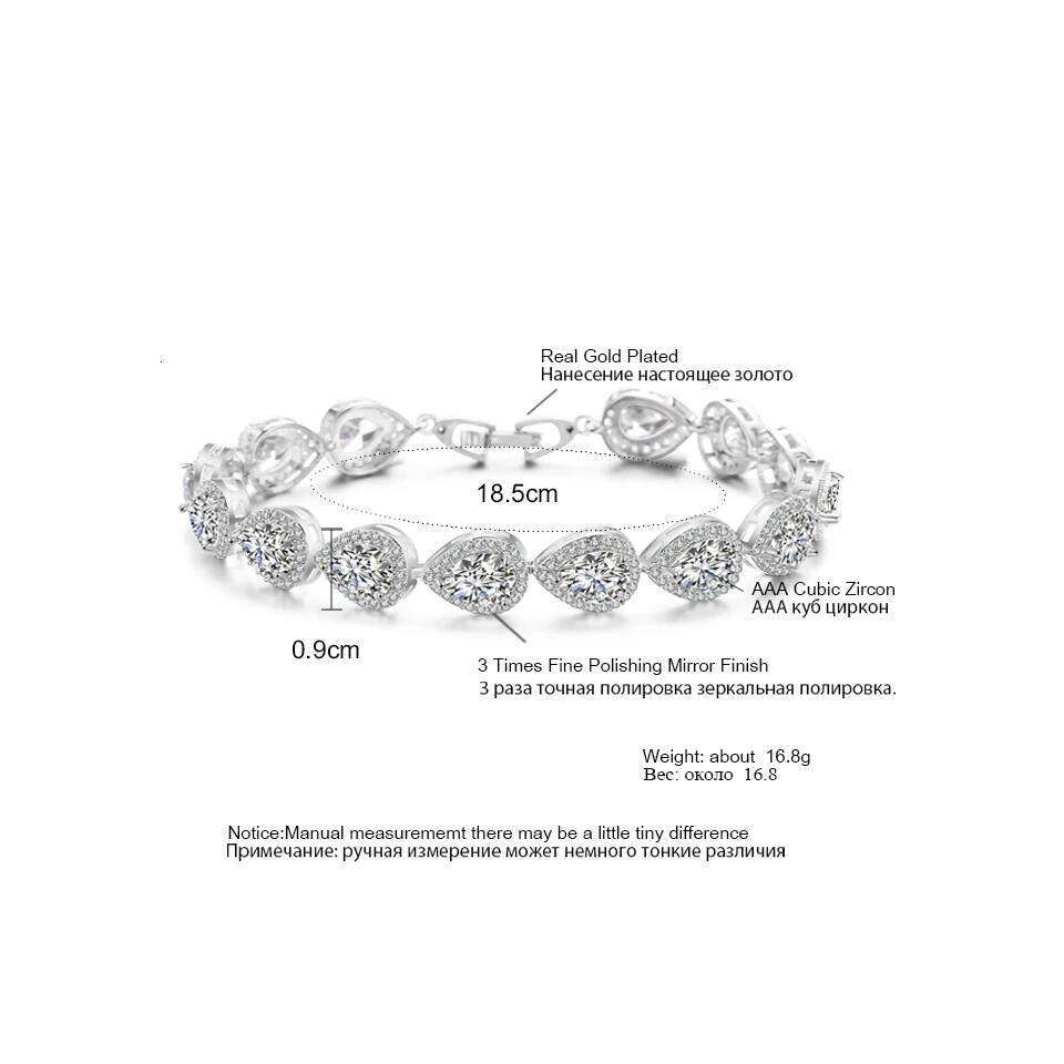 ZAKOL Classic Clear Big Water Drop AAA Cubic Zirconia Bracelet for Bridal Fashion Romantic Jewelry Gifts