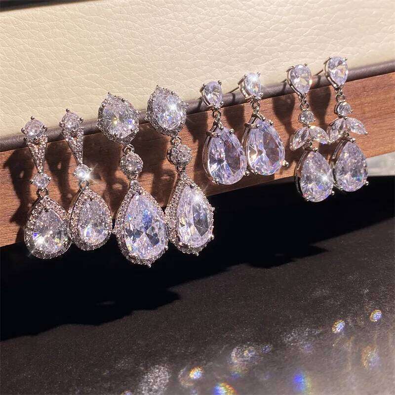 ZAKOL Elegant AAA Zirconia Water Drop Dangle Earrings for Women Clear Sparkling Crystal CZ Bridal Bridesmaid Wedding Jewelry