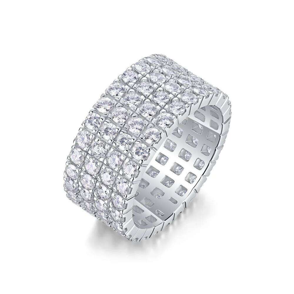Full Eternity Ring Band 925 Sterling Silver white Round Moissanite Diamond Jewelry gift dating party db1