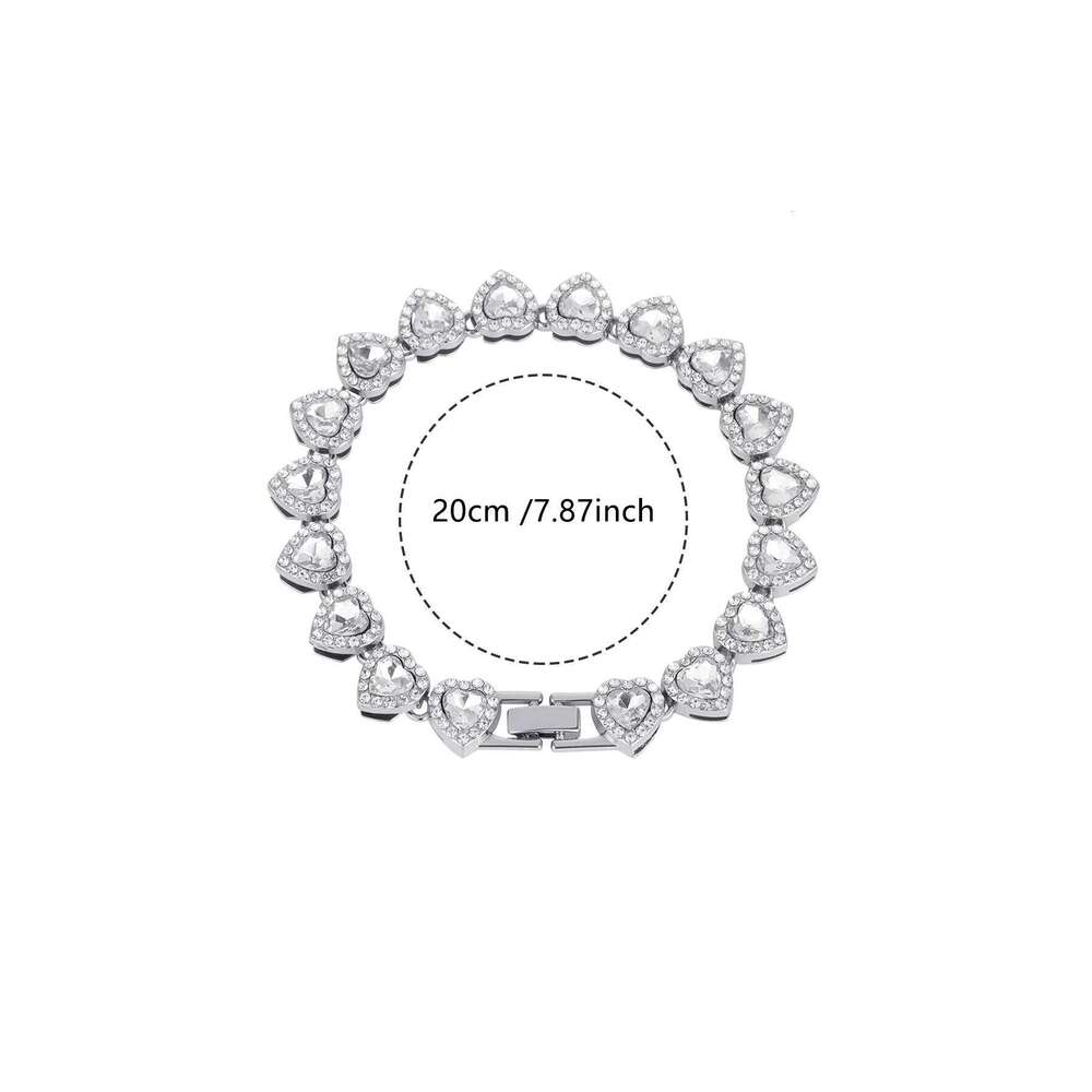 ZAKOL Fashion Trendy Heart Bangle Set for Women Luxury Zircon Crystal Stainless Steel Bracelet Christmas Holiday Gift