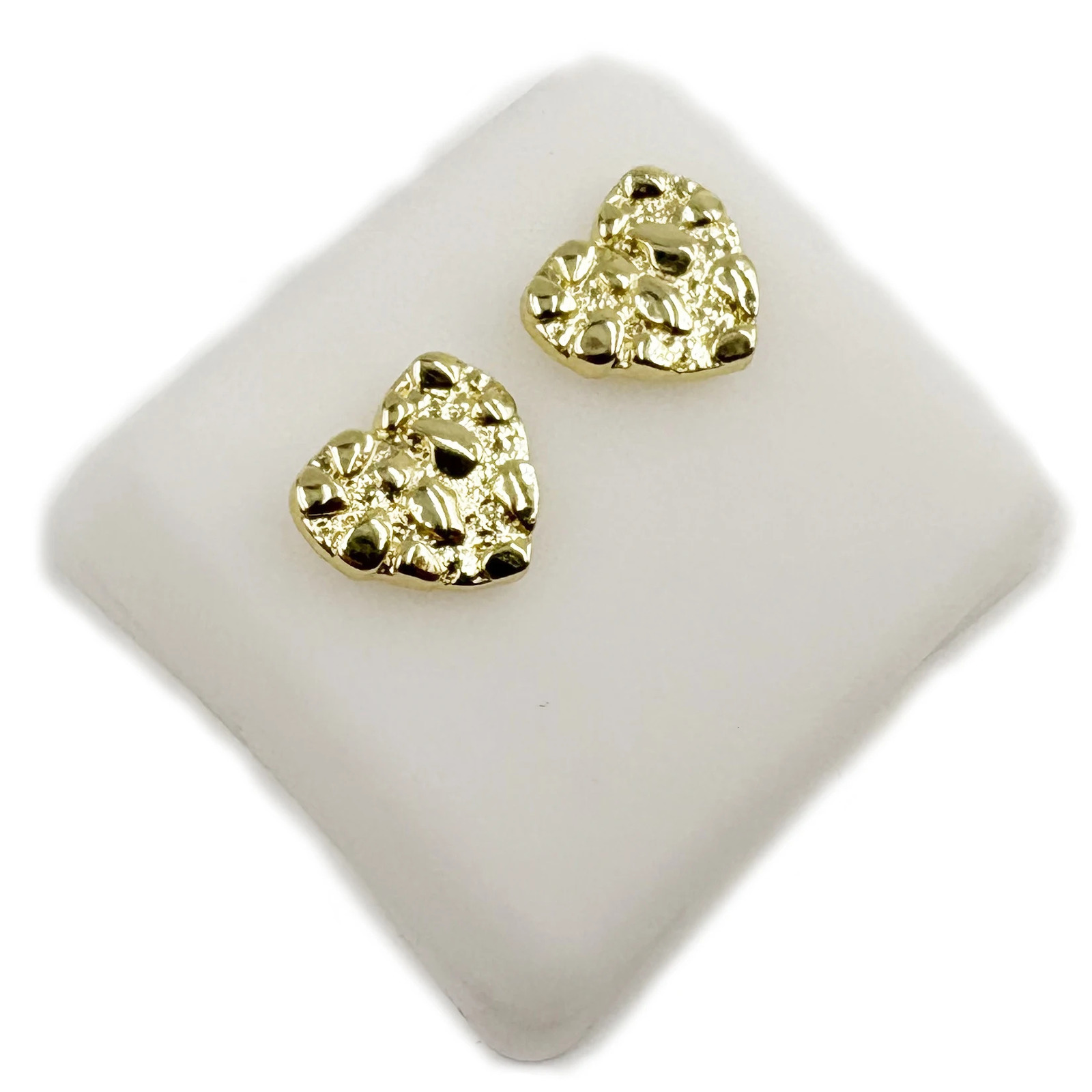 Size 10mm 12mm 14K Gold Plated Hip Hop Nugget Stud Earrings Irregular Heart Shape Fashion Jewelry for Men And Women 251224