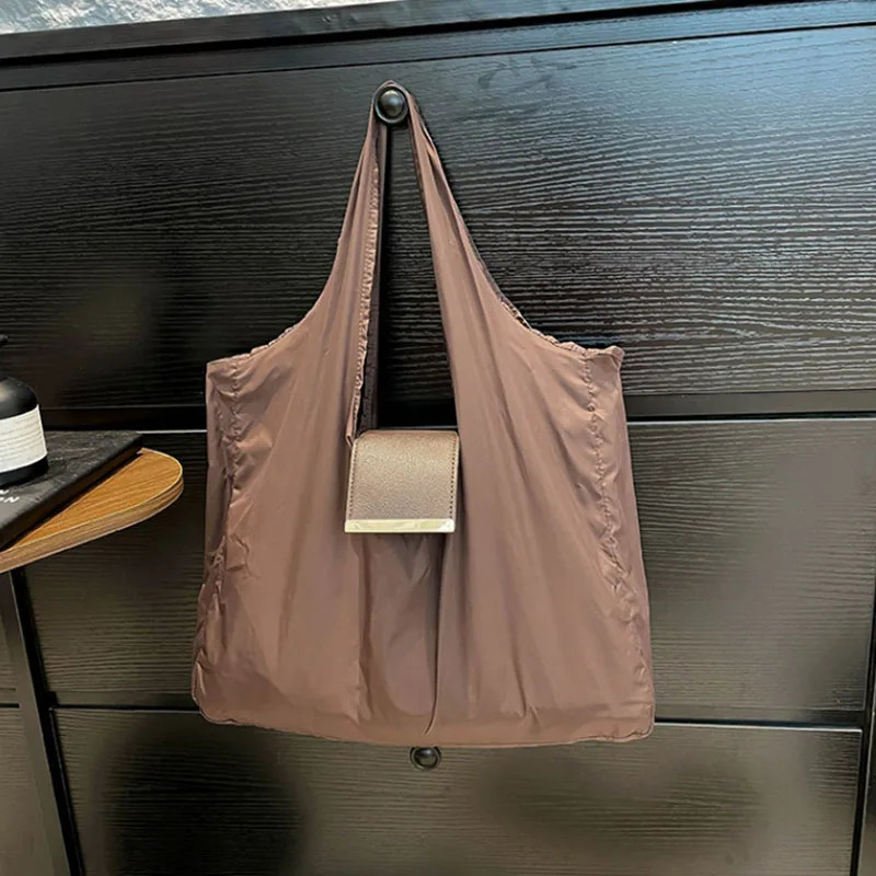 1PCS PU Polyester High Quality Hanging Bag for Shopping Large Capacity Foldable Portable Shopping BagStorage bag 251225