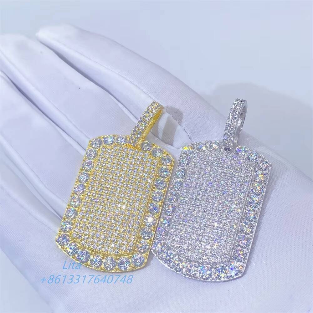 Hip Hop Jewelry Bling Necklace Chain 925 Solid Silver Moissanite Diamond Charm Pendant for Men