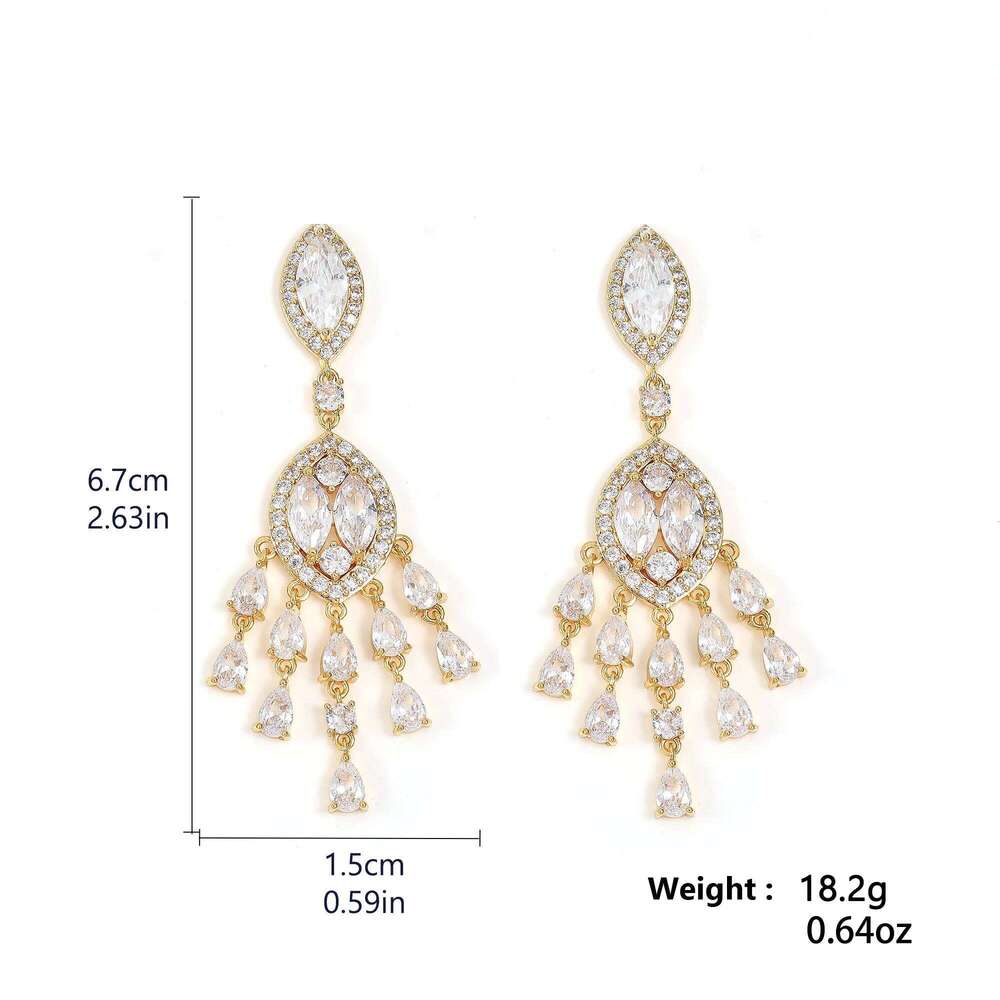 ZAKOL Brand Gorgeous Clear Marquise AAA Cubic Zirconia Chandelier Drop Dangle Earrings Luxury Women's Wedding Banquet Jewelry