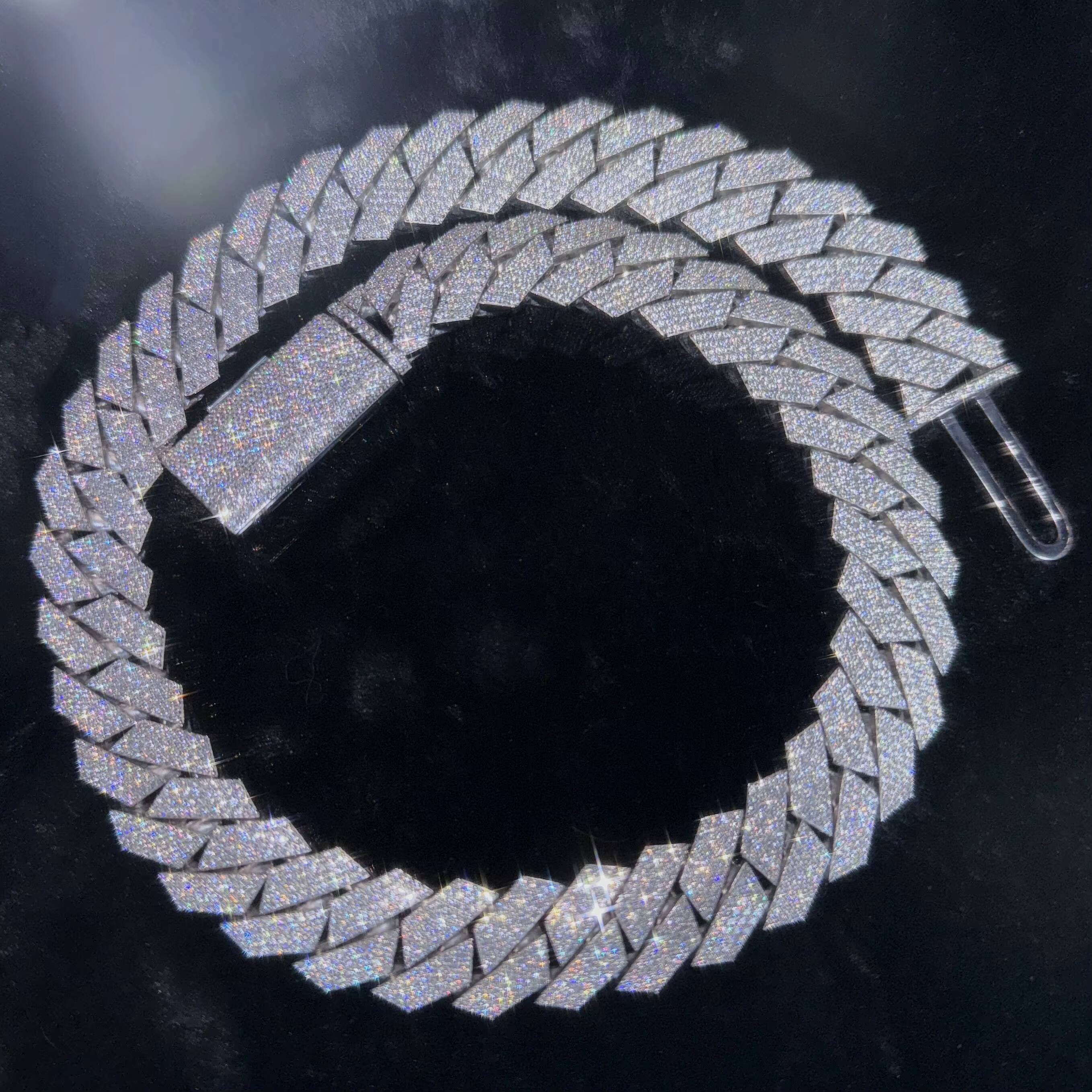 Custom 20MM Moissanite Chain Two Tone Hiphop Necklace Men 925 Sterling Silver Moissanite Cuban Link Chain