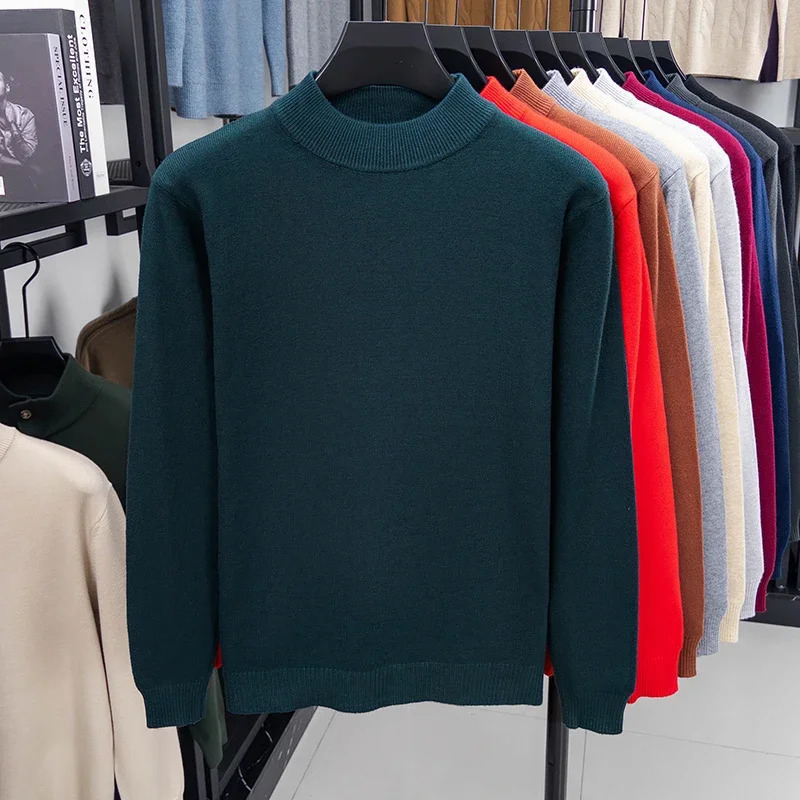 Half Turtleneck Knitwear Sweater Autumn/Winter Mock Neck Sweatshirts Solid Color Pullovers Man Casual Mens Clothing 251223CJ