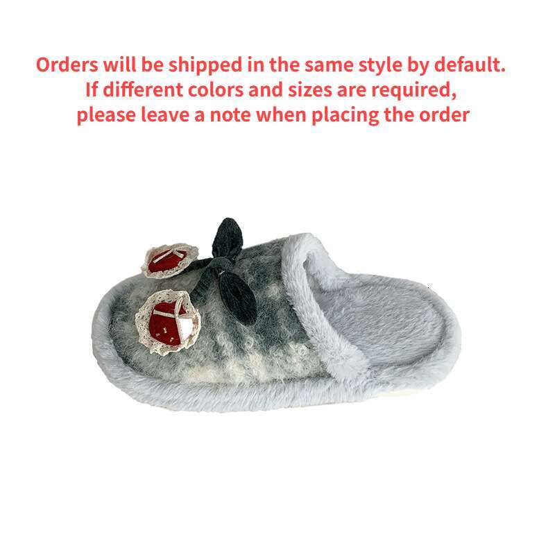 Buy 1 Get 1- Cute Little Cherry Plush for Women Winter Dirt-Resistan Comfortable Soft Sole Fleece-Lined, Non-Slip Cotton Slippers