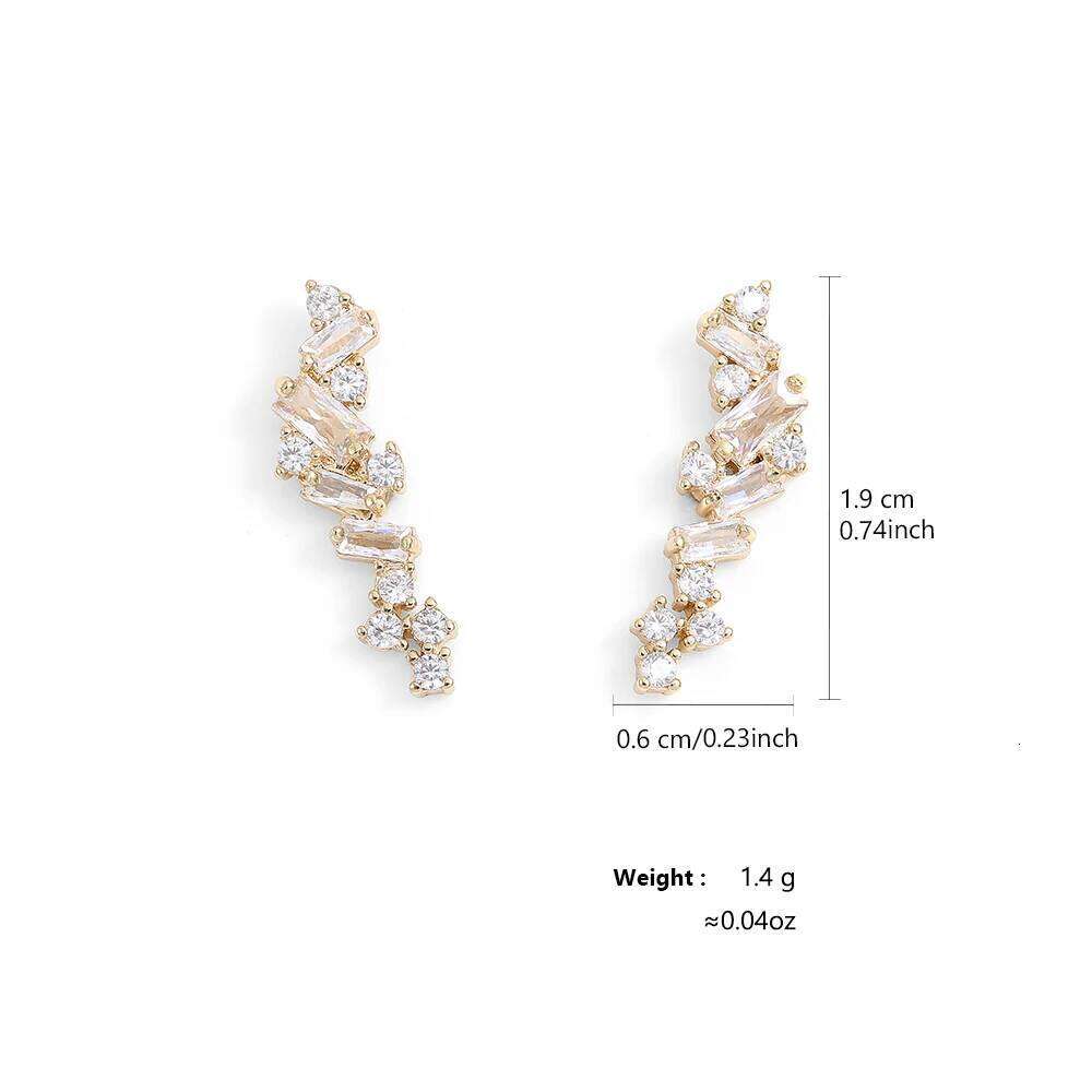 ZAKOL Simple Geometric Zirconia Climb Stud Earrings for Women Shiny Crystal CZ Bridal Wedding Jewelry Wholesale