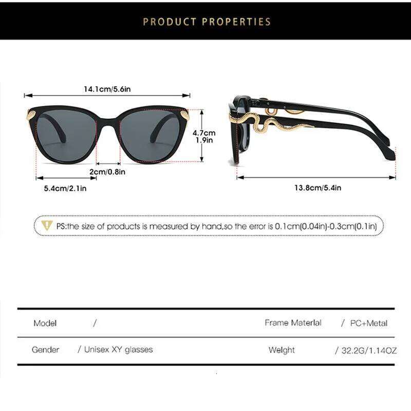Vintage Y2k Cat Eye Gold Snake Sunglasses Women For Men Sun Glasses Punk Popular Sexy Ladies Luxury Brand Designer Shades Uv400