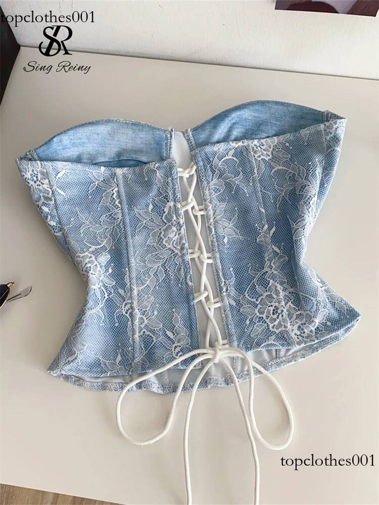 SINGREINY Sexy Lace Strapless Mini Top Ladies Backless Bandage Camisole 2025 Fashion Women Hotsweet Senior Chic Beachwear Corset
