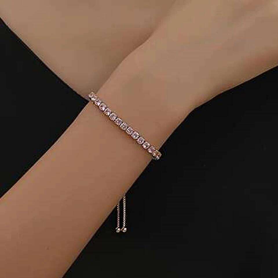 ZAKOL 2 Pcs Set 4 MM Round Zircon Tennis Bracelet for Women Shiny Geometric Pink AAA Cubic Zirconia Fashion Jewelry Gifts