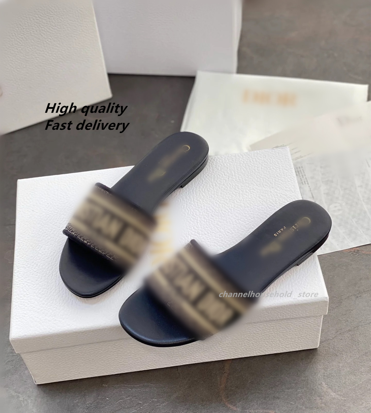 2025 Paris Luxury Designer Summer Sandals Classic Fashion Women Slippers Leather Dway Beach Embroidery Flats Slide Cd Sandals chan Flaps Tories Miller Shoes di