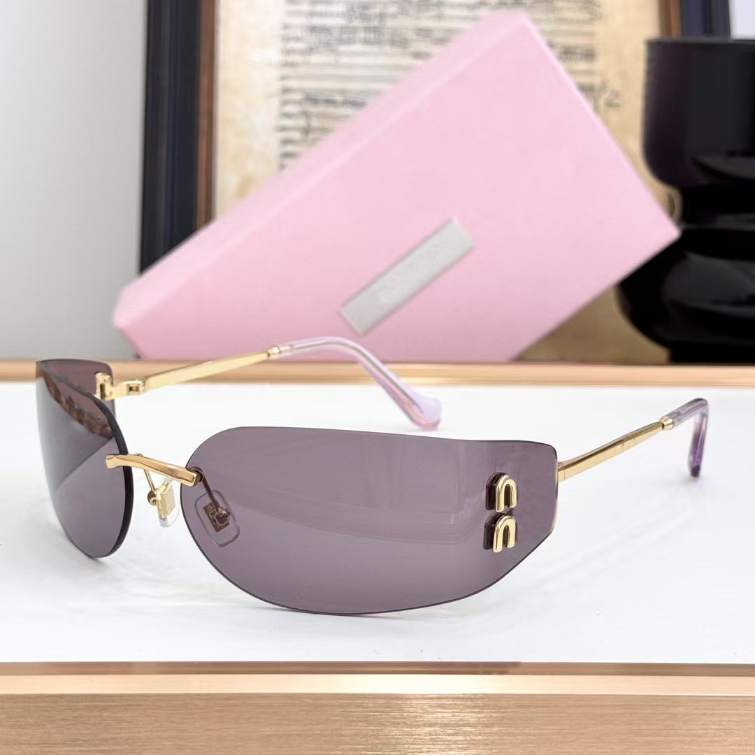 designer sun glasses women lunxury sunglasses Frameless glasses Curved mirror-shaped hairband glasses men Shades Eyewear Men Vintage Sun Glasses With Box Case