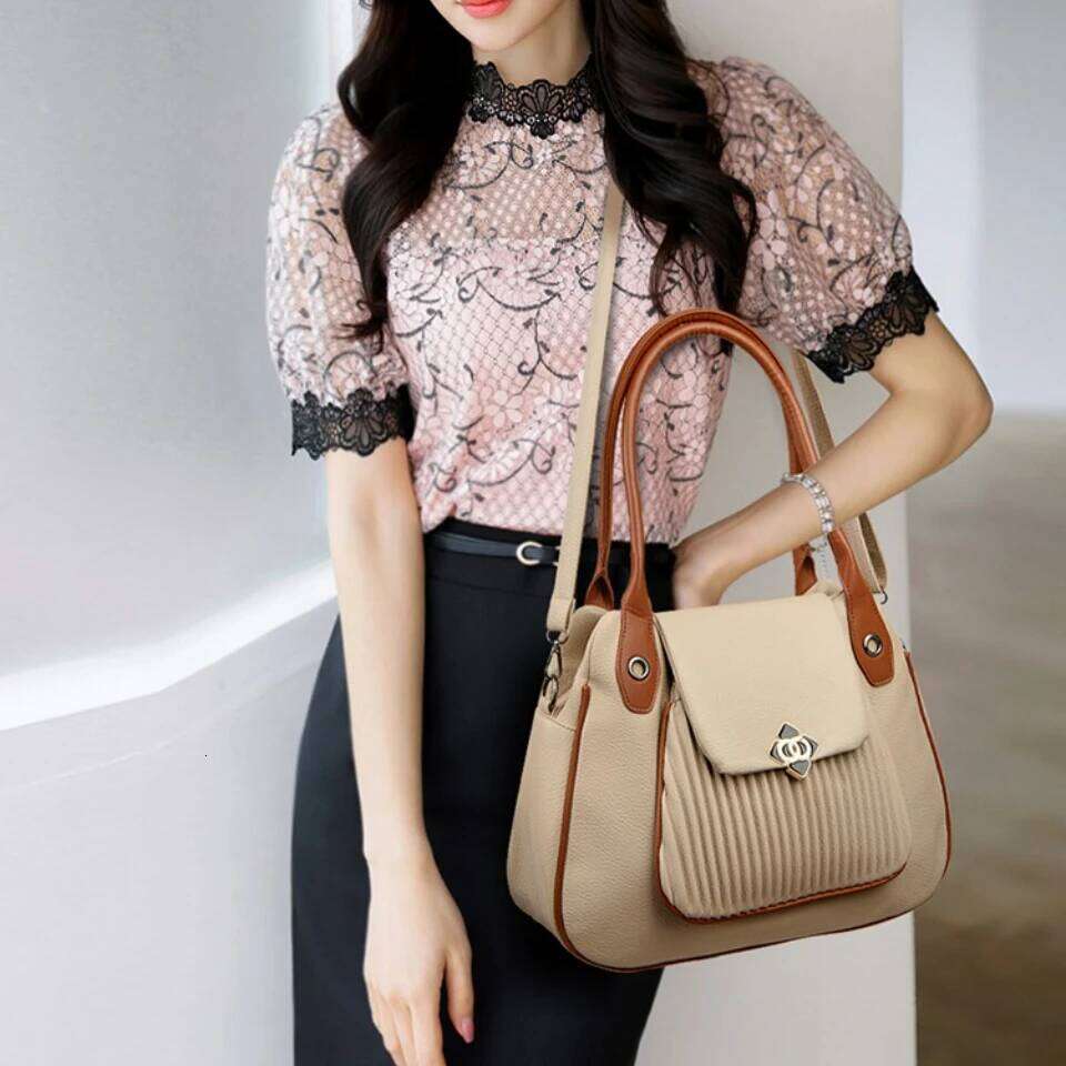 Genuine Brand Top Quality PU Leather For Women Top-Handle Bags Ladies Casual Tote Shoulder Crossbody Bag shoulder bag 2 Layers Xiu Lai Si