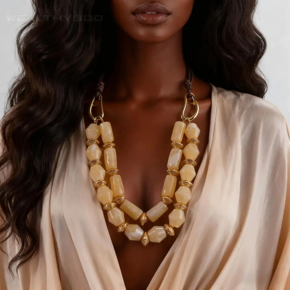 Womens Vintage Boho Retro Resin Beads Ball Necklace with Rope Versatile Chain Accessory for Daily Neck Sweaters 251223