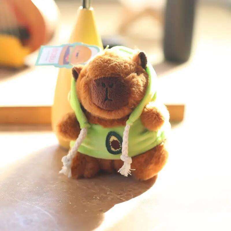 ZAKOL Cute Cartoon Capybara Pendant Keychain Plush Toy Bag Hanging Ornaments Lovely Kapila Doll with Clothes Animal Keyring