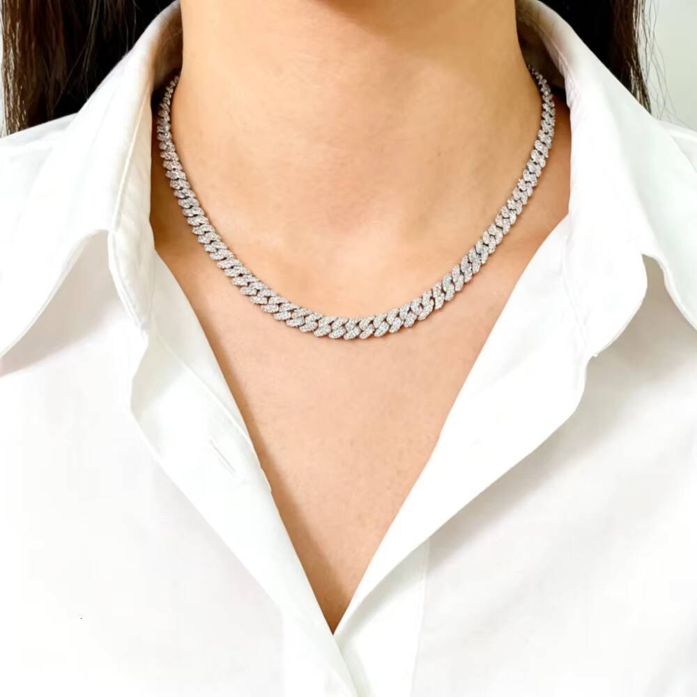 15mm Lucine High Purity 925 Sterling Silver Cuban Link Chain with a Flawless Cuban Link Chain Moissanite for Jewelry Making