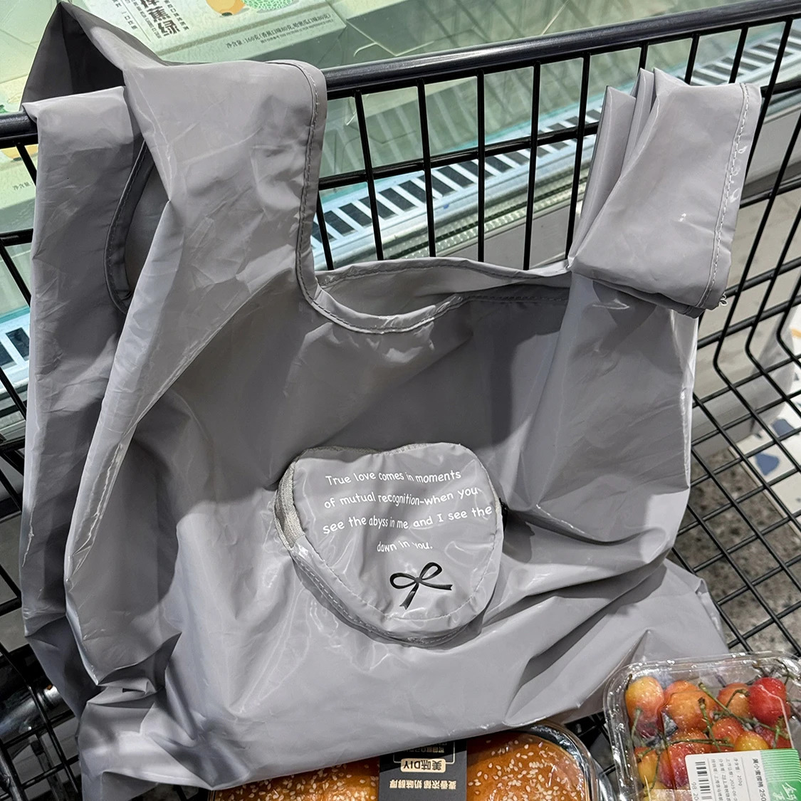 Large Capacity Heart Environment Shopping Bag Supermarket Foldable Portable Tote Bag Fashion Shopping Carry Bag For Ladies 251225