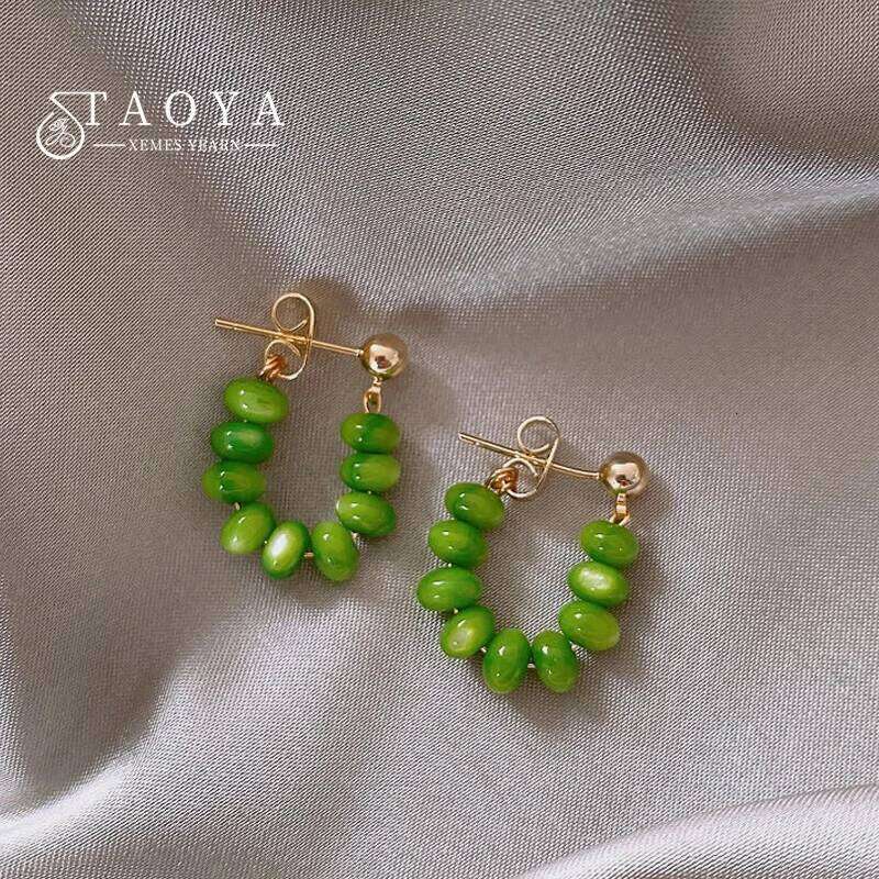 2025 New Luxury Design Green Opals Beads Pendant Earrings Party Exquisite Set Jewelry For Womens Fashion Accessories Girls Gift