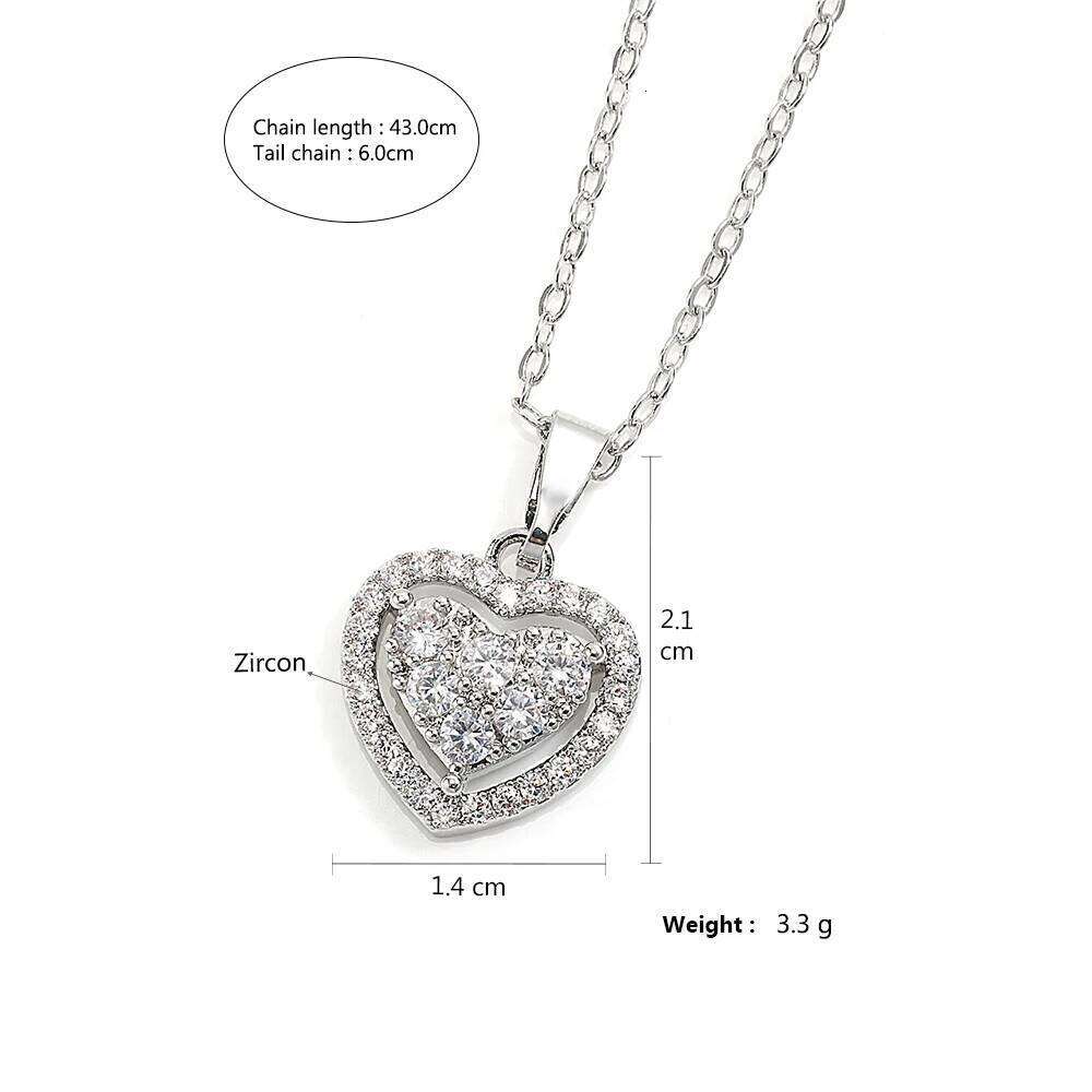 ZAKOL Luxury Zircon Heart Pendant Necklaces For Women Elegant Sliver Color Crystal CZ Necklace Bridal Wedding Jewelry Gift